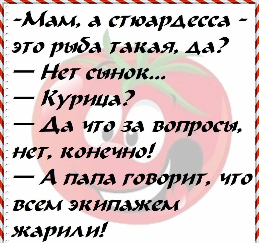 Е Мам а стюардесса і это рыба такая Аа Нет сынок _ курица Да что за защиты нет конечно и 5 А лапа говорит что и і всем экипажем жарил и