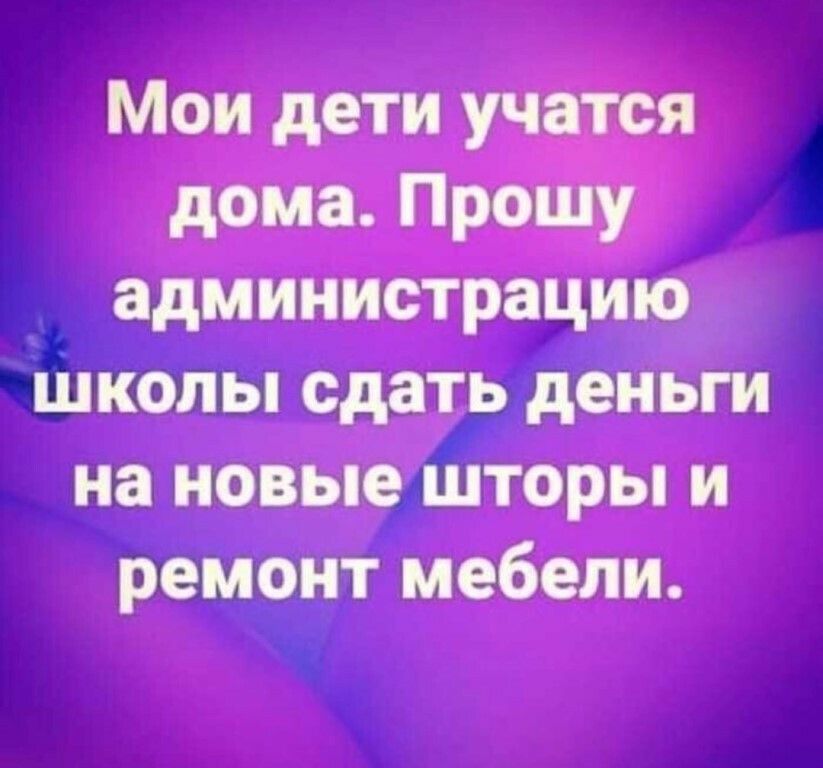 Мои дети учатся дома Прошу администрацию школы сдать деньги на новые шторы и ремонт мебели