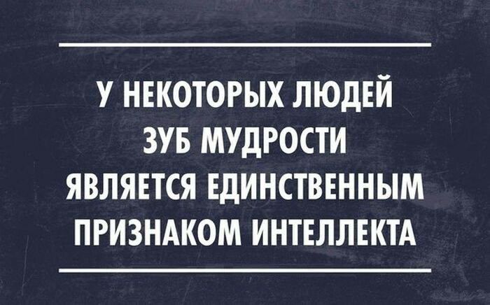 У НЕКОТОРЫХ ЛЮДЕЙ ЗУБ МУДРОСТИ ЯВЛЯЕТСЯ ЕДИНСТВЕННЫМ ПРИЗНАКОМ ИНТЕЛЛЕКТА