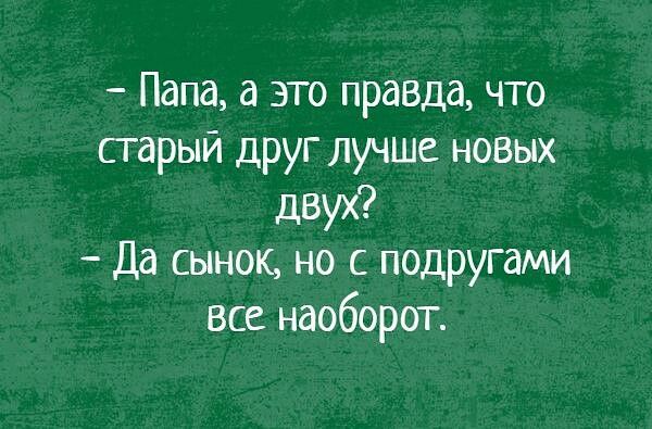 Папа а это правда что старый друг лучше новых двух Да сынок но с подругами все наоборот