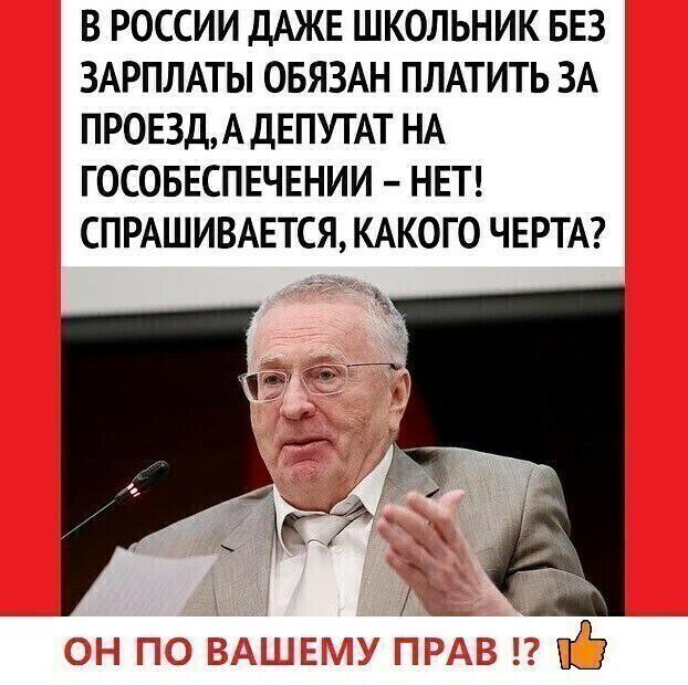 В РОССИИ ДАЖЕ ШКОЛЬНИК БЕЗ ЗАРПЛАТЫ ОБЯЗАН ПЛАТИТЬ ЗА ПР0Е3ДА ДЕПУТАТ НА ГОСОБЕСПЕЧЕНИИ НЕТ СПРАШИВАЕТСЯ КАКОГО ЧЕРТА