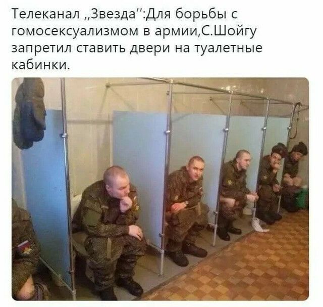 Телеканал ЗвездаДля борьбы гомосексуализмом в армииСШойгу запретил ставить двери на туалетные кабинки