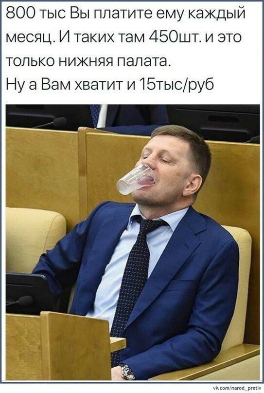800 тыс Вы платите ему каждый месяц И таких там 450шт и это только нижняя палата Ну а Вам хватит и 15тысруб