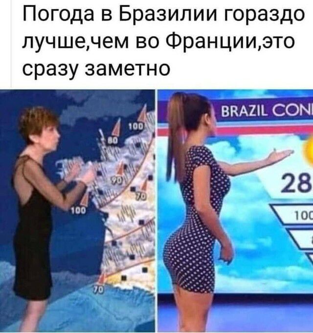 Погода в Бразилии гораздо лучшечем во Францииэто сразу заметно