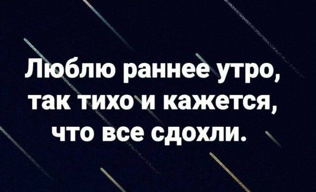 Ёіеблю раннее утро так тихом кажется что все сдохли