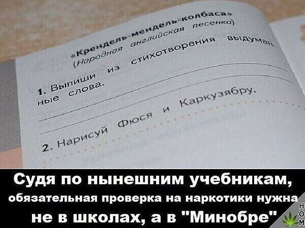 _одьвсш ым зщмъ Судя по нынешним учебникам обязательная проверка на наркотики Уж не в школах а в Минобре