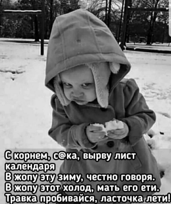 В зиму честно говоря Юнит этот холод мать его ети Травка прдбивайся ласточкадлети