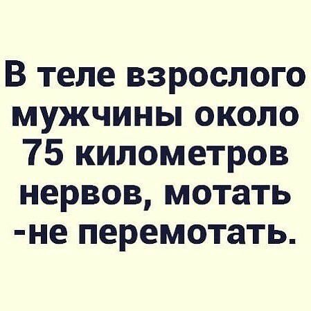 В теле взрослого мужчины около 75 километров нервов мотать не перемотать