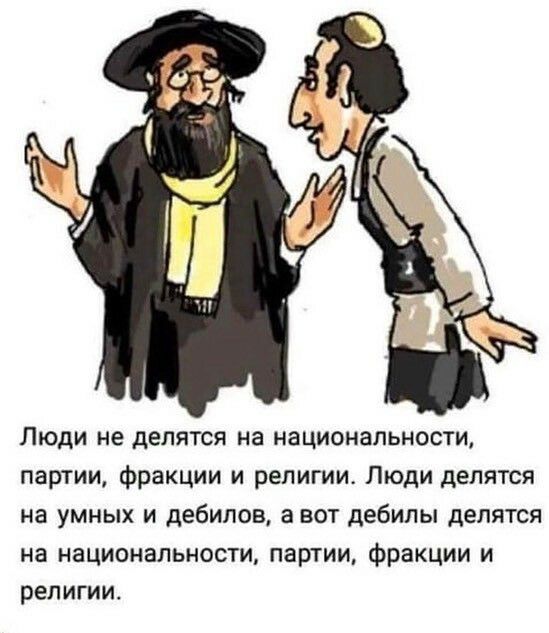 Люди не делятся на национальности партии фракции и религии Люди делятся на умных и дебилов а вот дебилы делятся на национальности партии фракции и религии