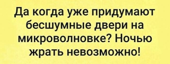 Да когда уже придумают бесшумные двери на микроволновке Ночью жрать невозможно