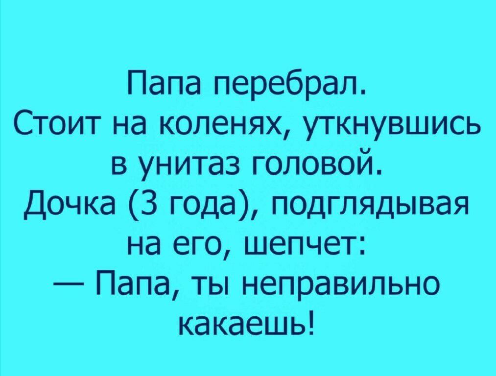 Папа перебрал Стоит на коленях уткнувшись в унитаз головой Дочка 3 ГОДа подглядывая на его шепчет Папа ты неправильно какаешь
