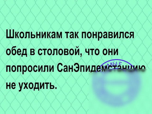 Школьникам так понравился обед в столовой что они попросили СанЭпи НЭ УХОДИТЬ