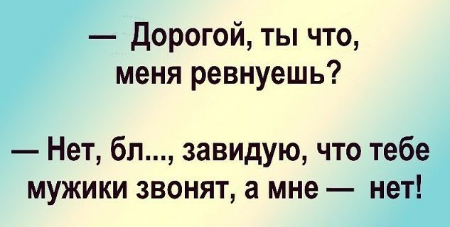 Дорогой ты что меня ревнуешь Нет бл завидую что тебе мужики звонят а мне нет