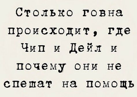 Столько говна происходит где Чип и Дейл и почему они не спешат на помощь