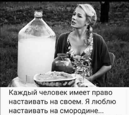 Каждый человек имеет право настаивать на своем Я люблю настаивать на смородин