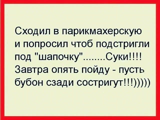 Сходил в парикмахерскую и попросил чтоб подстригли под шапочку Суки Завтра опять пойду пусть бубон сзади состригут