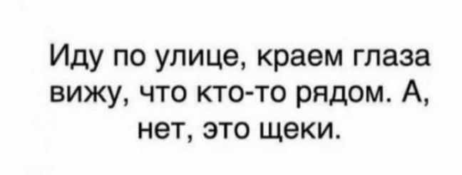 Иду по улице краем глаза вижу что кто то рядом А нет это щеки