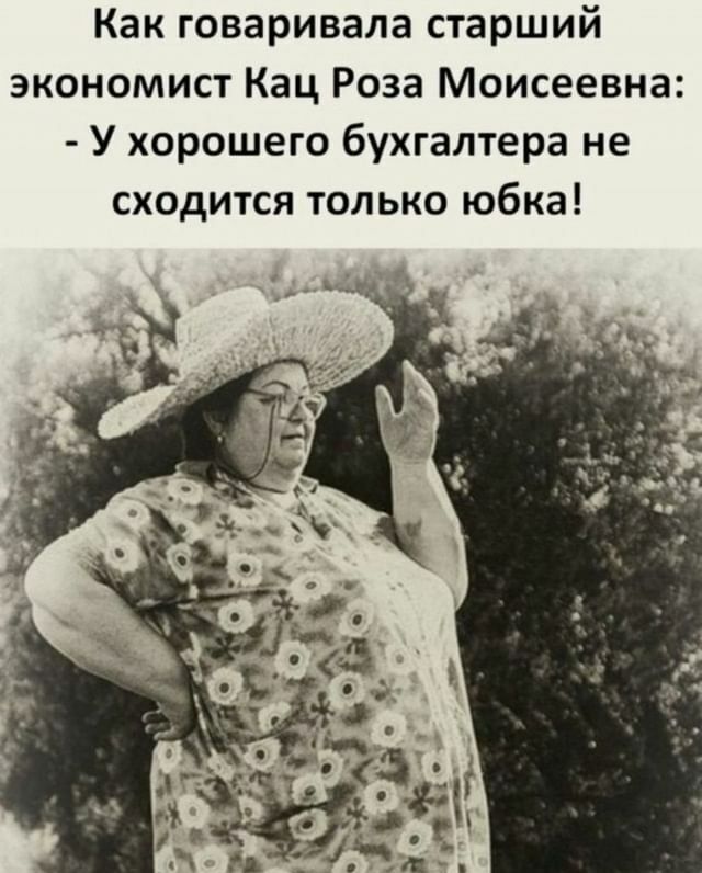 Как говаривала старший экономист Кац Роза Моисеевна У хорошего бухгалтера не сходится только юбка