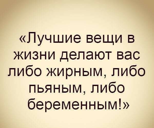 Лучшие вещи в жизни делают вас либо жирным либо пьяным либо беременным