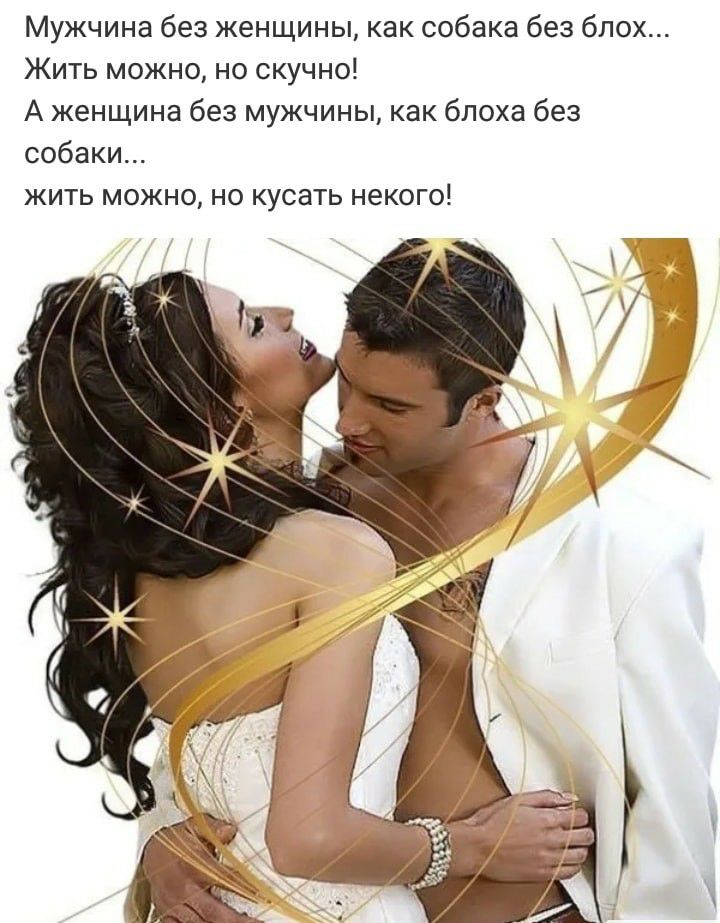 Мужчина без женщины как собака без блох Жить можно но скучно А женщина без мужчины как блоха без собаки жить можно но кусать некого