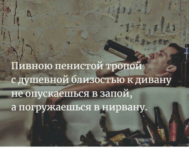 Пивною пенистой тропой с душевной близостью к дивану не спускаешься в запой а погружаешься в нирвану