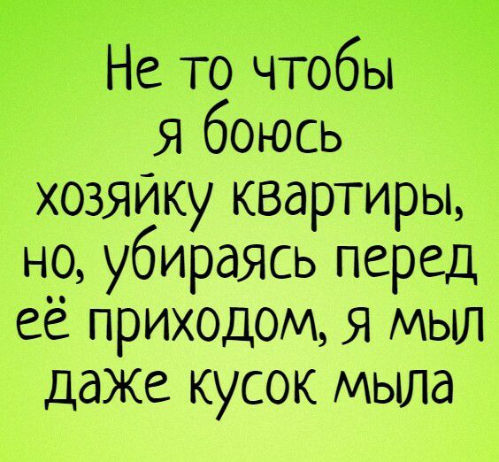 Не то чтобы Я боюсь хозяйку квартиры но убираясь перед ее приходом я мыл даже кусок мыла