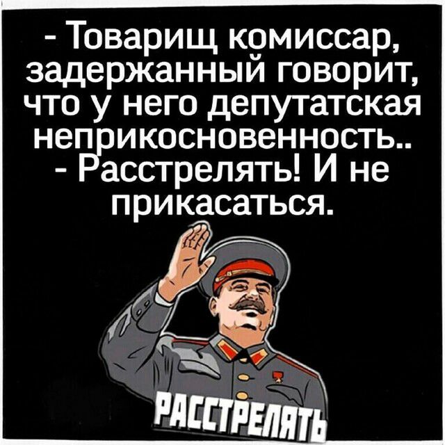 Товарищ к9миссар задержанным говорит что у него депутатская неп икосновенность асстрелять И не прикасаться