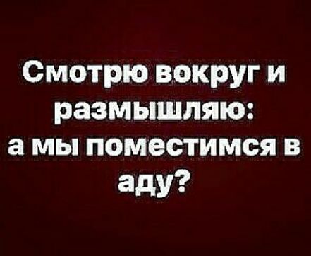 Смотрю вокруг и размышляю а мы поместимся в аду