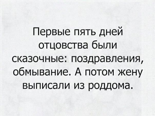 Первые пять дней отцовства были сказочные поздравления обмывание А потом жену выписали из роддома