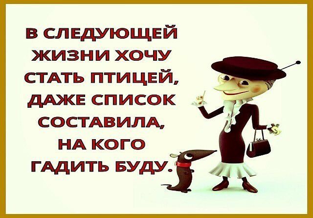 в следующей жизни хочу СТАТЬ птицей дАЖЕ список СОСТАВИЛА НА кого гддить БУДУ Зі