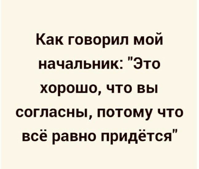Как говорил мой начальник Это хорошо что вы согласны потому что всё равно придётся