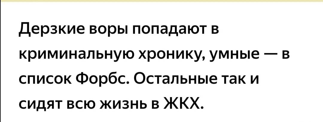 Дерзкие воры попадают в криминальную хронику умные в список Форбс Остальные так и сидят всю жизнь в ЖКХ