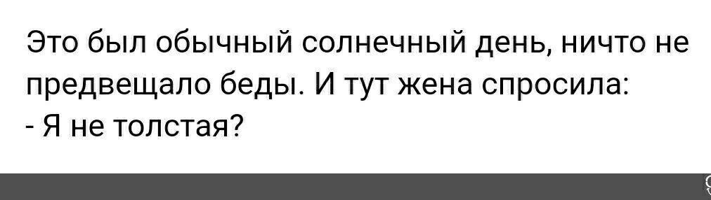 Это был обычный солнечный день ничто не предвещало беды И тут жена спросила Я не толстая