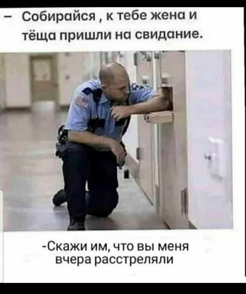 Собирайся к тебе жена и тёща пришли на свидание Скажи им что вы меня вчера расстреляли