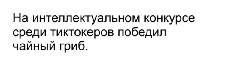 На интеллектуальном конкурсе среди тиктокеров победил чайный гриб