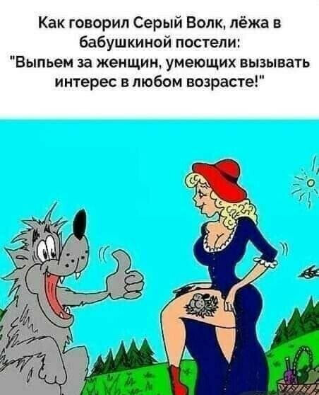 Как говорил Серый Волк лёжа в бабушкиной постели Выпьем за женщин умеющих вызывать интерес в любом возрасте