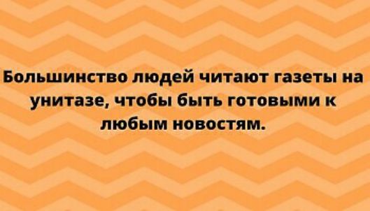 Большинство людей читают газеты на унитазе чтобы быть готовыми к любым новостям