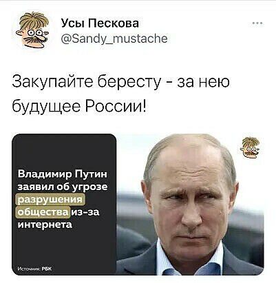 дд УсыПескова Фе Эапбу_ты5саспе Закупайте бересту за нею будущее России Владимир Путин вип об угрозе интернета