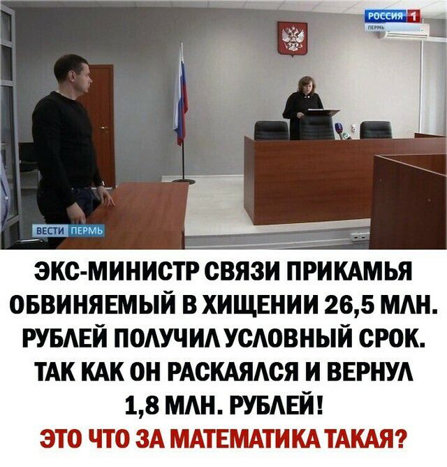 экс министр СВЯЗИ ПРИКАМЬЯ ОБВИНЯЕМЫЙ В ХИЩЕНИИ 265 МАН РУБАЕЙ ПОАУЧИА УСАОВНЫЙ СРОК тАк кдк он РАОКАЯАОЯ и вернул 18 мдн РУБЛЕЙ 3 БЫШЫПЕЩШЖЁЛЕЩ тихщтэ