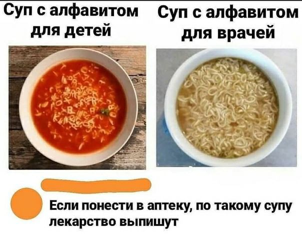 Суп алфавитом Суп с алфавитом для врачей Если понести в аптеку по такому супу лекарство выпишут