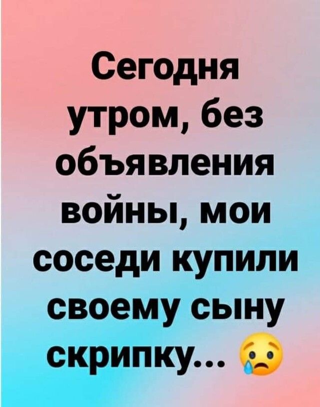 Сегодня утром без объявления войны мои соседи купили