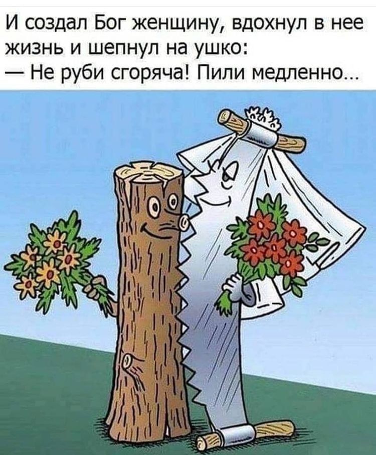 И создал Бог женщину вдохнул в нее жизнь и шепнул на ушко Не руби сгоряча Пили медленно