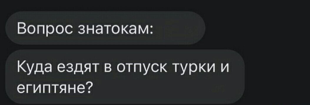 вопрос ЗНЭТОКЭМ Куда ездят в отпуск турки и египтяне