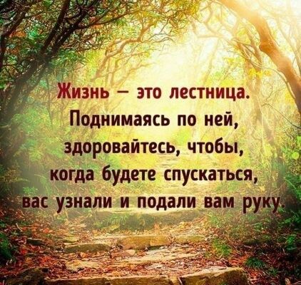 изнь это лестница Поднимаясь по ней здеровайтесь чтобы ЦЕЛИ И подали вам Умаг