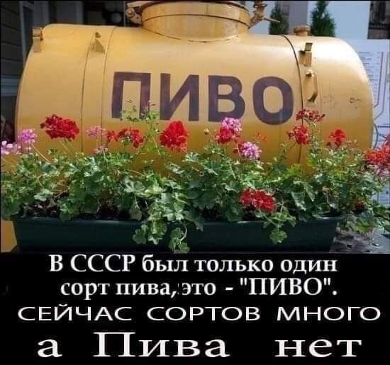 Уд г В СССР бьйі только один сорт пива это ПИВО СЕЙЧАС СОРТОВ МНОГО а Пива нет