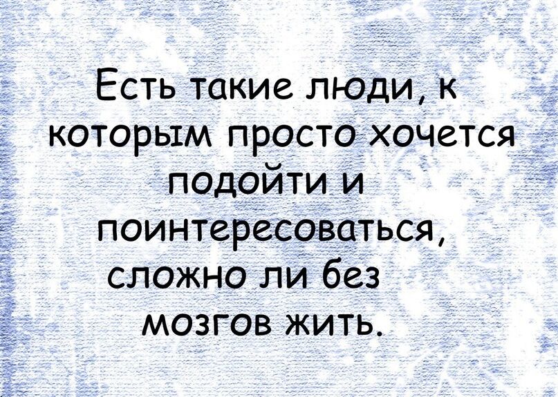 Есть такие люди К которым просто хочется подоити и поинтересоваться сложно ли без мозгов жить