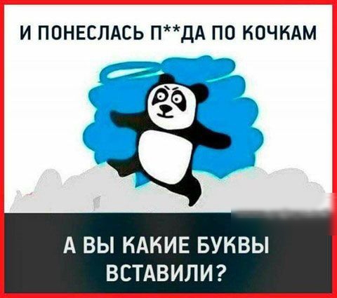 И ПОНЕСЛАСЬ ПДА ПО КОЧКАМ А ВЫ КАКИЕ БУКВЫ ВСТАВИЛИ