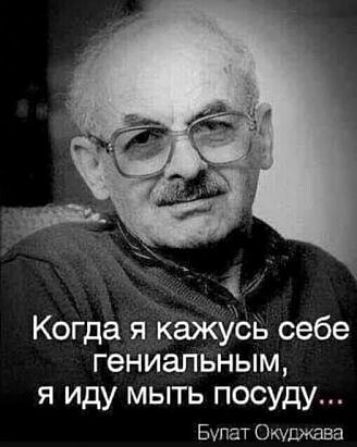 Когда я Кажусь себе гениальным я иду мыть посуду Бупат Окуджава