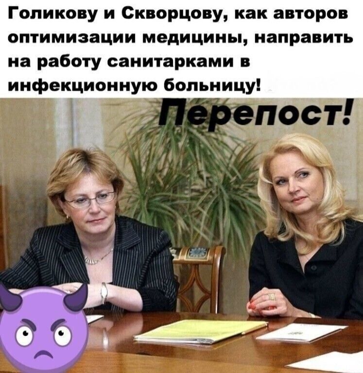 Гопикову и Скворцову как авторов оптимизации медицины направить на работу санитарками в инфекционную больницу