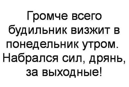 Громче всего будильник визжит в понедельник утром Набрался сил дрянь за выходные